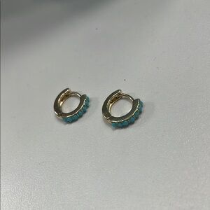 Gold and Blue Hoop Earrings with Two-Tone Design